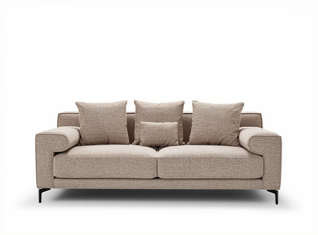 Sofa tapicerowana w kolorze beżowym 200 x 85 x 85 cm z poduszkami