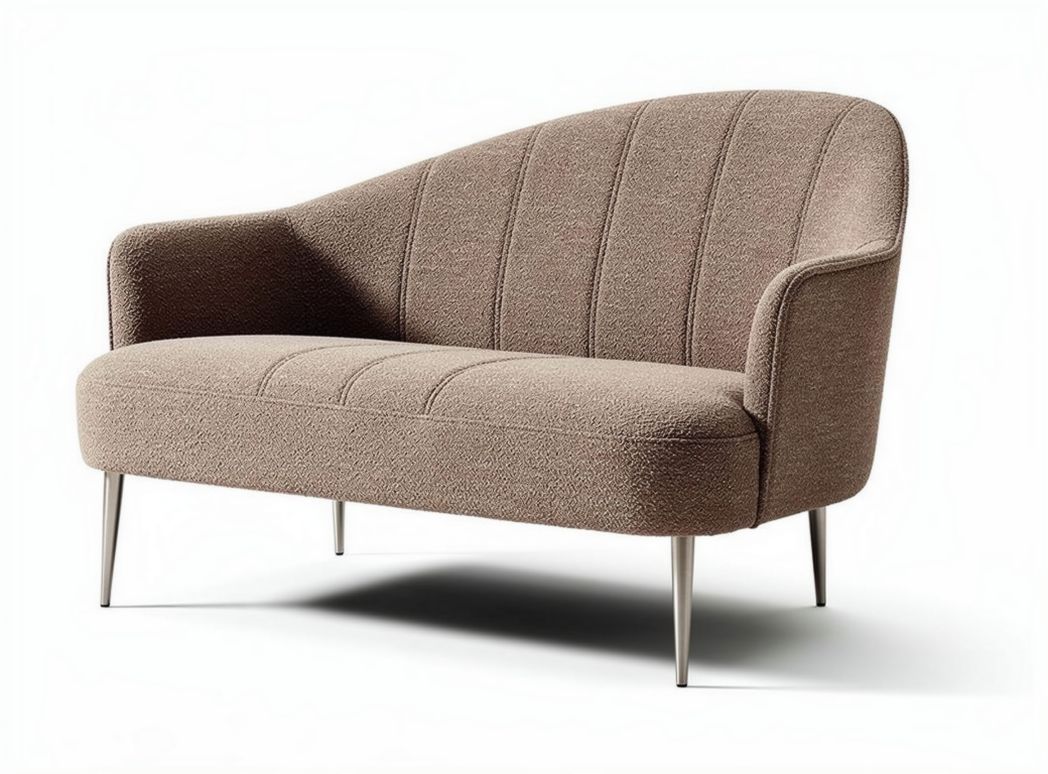 Sofa w kolorze brązowym z tkaniny o wymiarach 150 x 75 x 80cm
