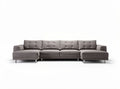 Sofa narożna szaro-brązowa materiałowa 240 x 90 x 75cm