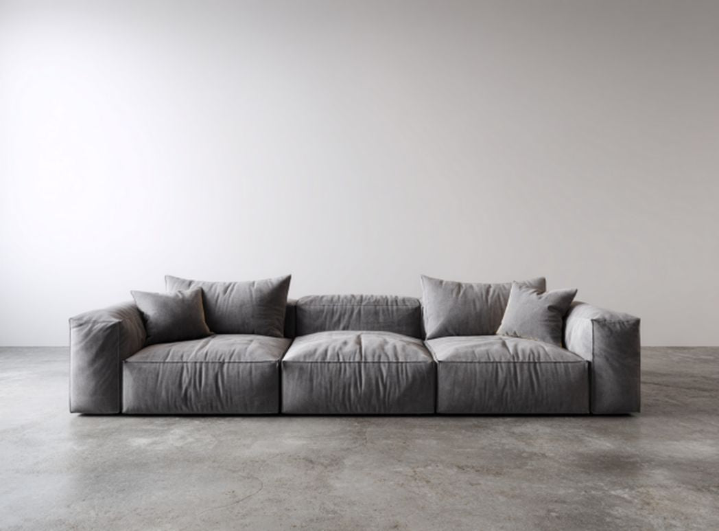 Sofa w kolorze brązowym z materiału tekstylnego 200 x 90 x 85cm z poduszkami dekoracyjnymi